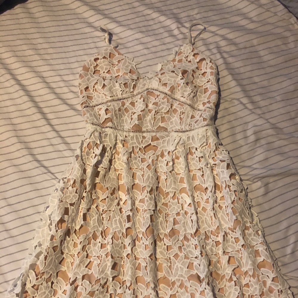 Cream and nude crochet dress